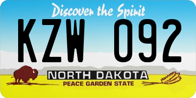 ND license plate KZW092