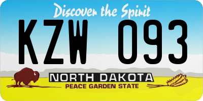 ND license plate KZW093