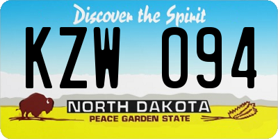 ND license plate KZW094