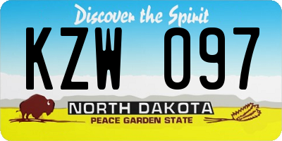 ND license plate KZW097