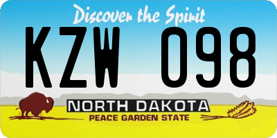 ND license plate KZW098