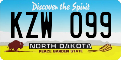 ND license plate KZW099