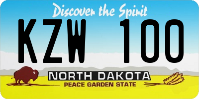 ND license plate KZW100