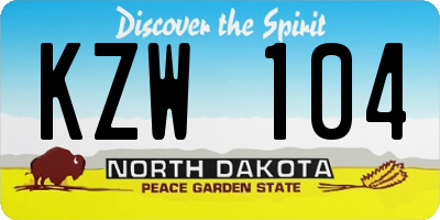 ND license plate KZW104