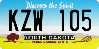 ND license plate KZW105