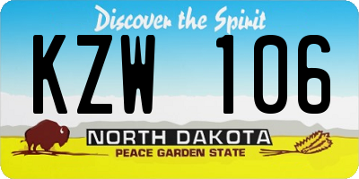 ND license plate KZW106