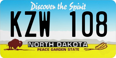 ND license plate KZW108