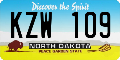 ND license plate KZW109