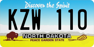 ND license plate KZW110