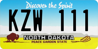 ND license plate KZW111