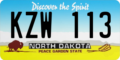 ND license plate KZW113