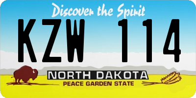 ND license plate KZW114