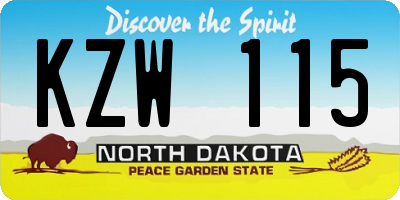 ND license plate KZW115