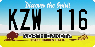 ND license plate KZW116