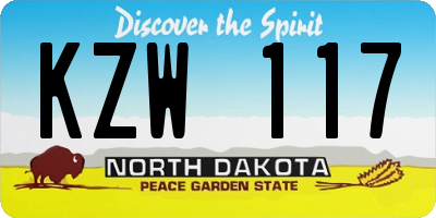 ND license plate KZW117