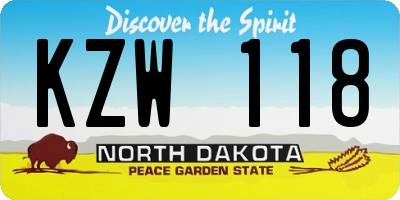 ND license plate KZW118