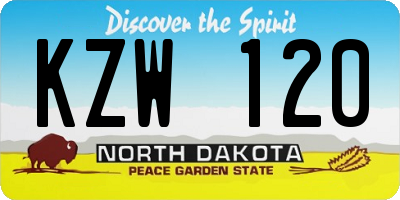 ND license plate KZW120