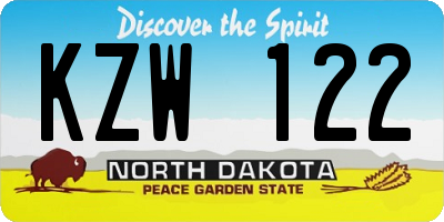 ND license plate KZW122