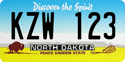 ND license plate KZW123