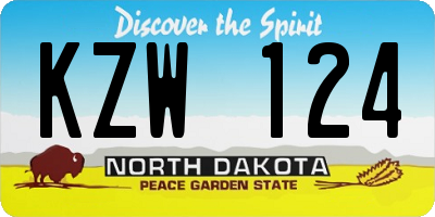 ND license plate KZW124