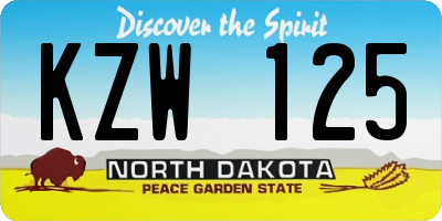 ND license plate KZW125