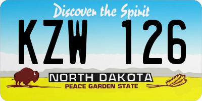 ND license plate KZW126