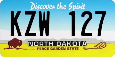 ND license plate KZW127