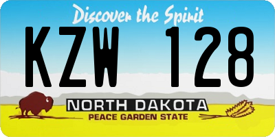 ND license plate KZW128