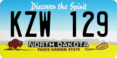 ND license plate KZW129