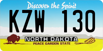 ND license plate KZW130