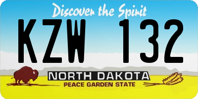 ND license plate KZW132