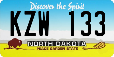 ND license plate KZW133