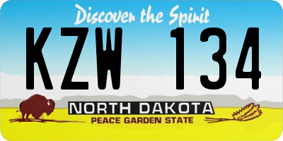 ND license plate KZW134