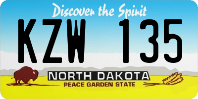 ND license plate KZW135