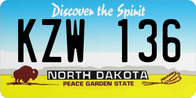 ND license plate KZW136