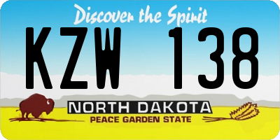 ND license plate KZW138