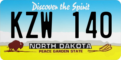 ND license plate KZW140