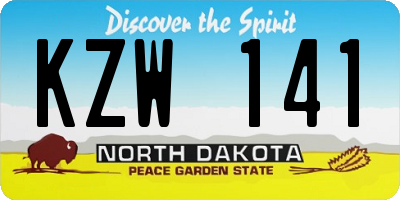 ND license plate KZW141