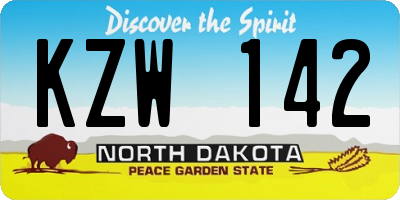 ND license plate KZW142