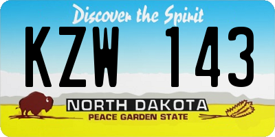 ND license plate KZW143