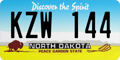 ND license plate KZW144