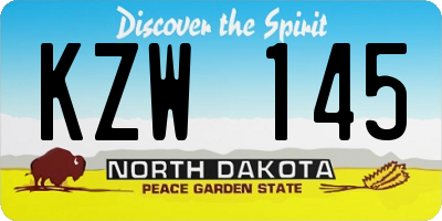 ND license plate KZW145