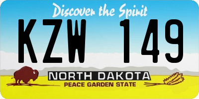 ND license plate KZW149