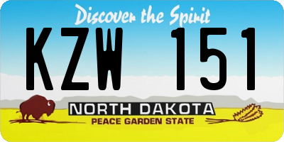 ND license plate KZW151