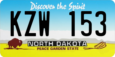 ND license plate KZW153