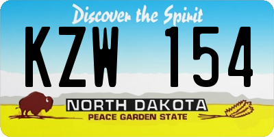 ND license plate KZW154