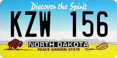 ND license plate KZW156