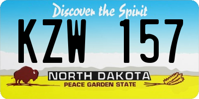 ND license plate KZW157