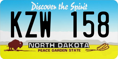 ND license plate KZW158