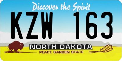 ND license plate KZW163